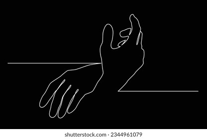 continuous line drawing of two hands touching each other