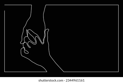 continuous line drawing of two hands touching each other