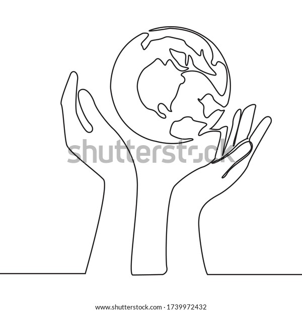 Continuous Line Drawing Two Hands Holding Stock Vector (Royalty Free ...