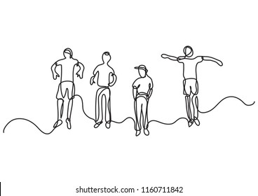 continuous line drawing of two happy jumping boys