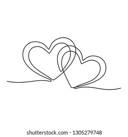 One Line Hearts Drawing Editable Stroke Stock Vector (Royalty Free ...