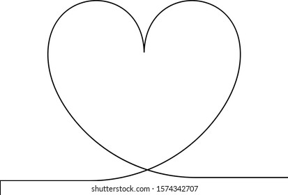 Continuous line drawing two hearts, Black and white vector minimalist illustration of love concept. One or two hearts