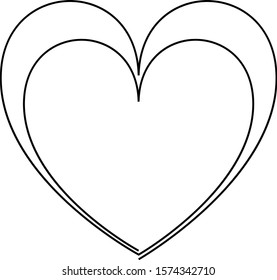 Continuous line drawing two hearts, Black and white vector minimalist illustration of love concept. One or two hearts