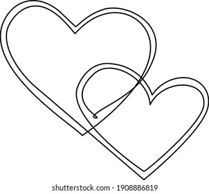 Continuous Line Drawing Two Hearts Doodle Stock Vector (Royalty Free ...