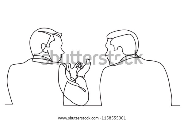 Continuous Line Drawing Two Men Talking Stock Vector (Royalty Free ...