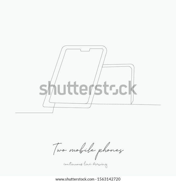 Continuous Line Drawing Two Mobile Phones Stock Vector Royalty Free