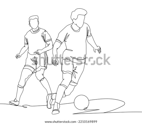 Continuous Line Drawing Two Soccer Players Stock Vector (Royalty Free ...