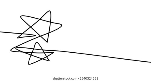 durchgehende Linienzeichnung von zwei Sternen Symbol. abstrakte Liniengrafik