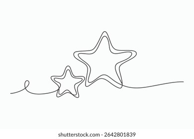 Continuous line drawing of two stars