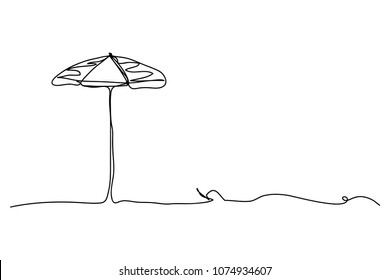 continuous line drawing of umbrella