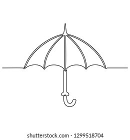 Continuous line drawing. Umbrella. Black isolated on white background. Hand drawn vector illustration. 