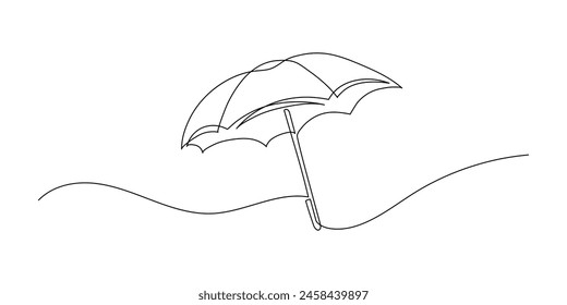 continuous line drawing of an umbrella on a white background. Minimalistic vector flat icon. Accessory for rain