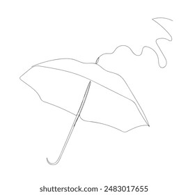 Continuous line drawing of an umbrella on a white background. Minimalistic vector flat icon. Accessory for rain