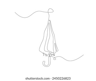 Continuous line drawing of umbrella. One line of umbrella. Umbrella continuous line art. Editable outline
