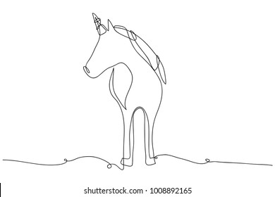 continuous line drawing of unicorn horses