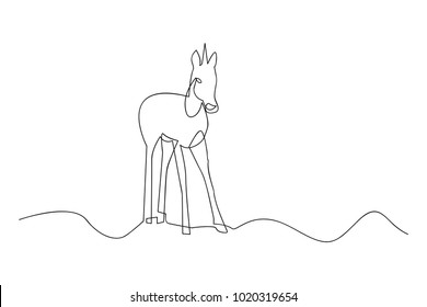 continuous line drawing of unicorn horses