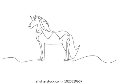 continuous line drawing of unicorn horses