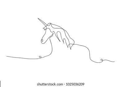 continuous line drawing of unicorn horses