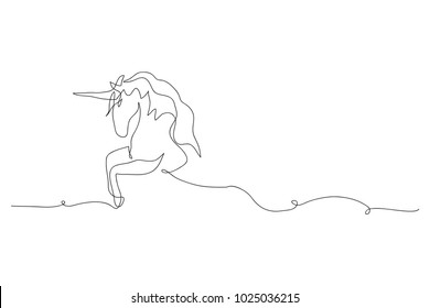 continuous line drawing of unicorn horses