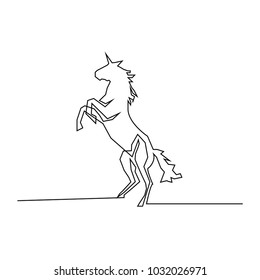 continuous line drawing of unicorn horses