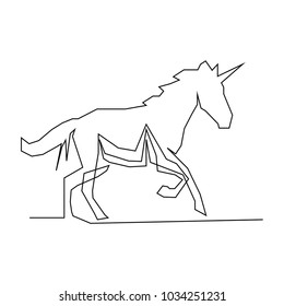 continuous line drawing of unicorn horses