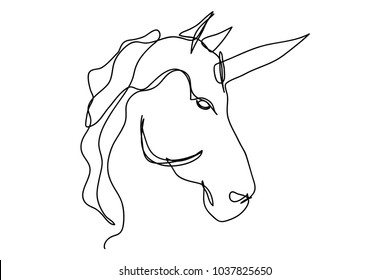 continuous line drawing of unicorn horses vector 