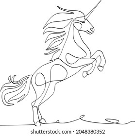 continuous line drawing of unicorn horses vector