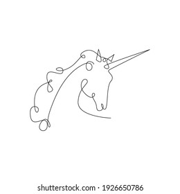 continuous line drawing of unicorn. Stock vector illustration