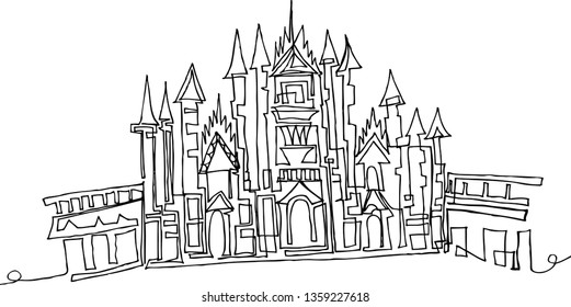 Continuous line drawing of the United Kingdom. The most famous buildings of the city on the white background. vector illustration.
