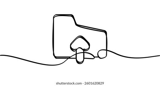 continuous line drawing upload folder symbol. abstract line art illustration