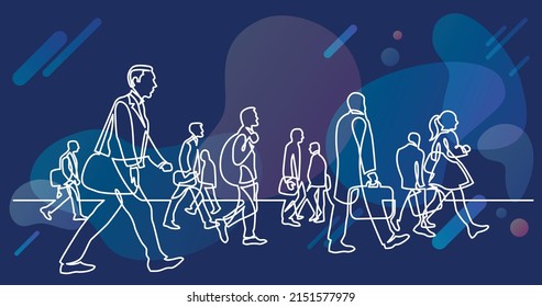 trazado de líneas continuas de los viajeros urbanos caminando por las calles de la ciudad
