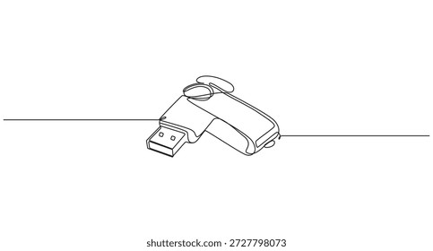 Desenho de linha contínua de unidades flash USB, USB Flash Drive Line Art,