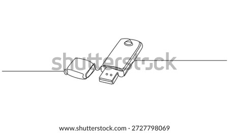 Continuous Line Drawing of USB Flash Drives,USB Flash Drive Line Art,