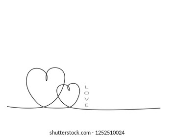 continuous line drawing of Valentine card heart sweet love simple happiness vector illustration
