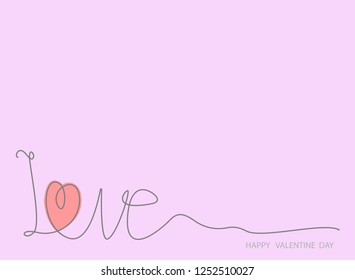 continuous line drawing of Valentine card heart sweet love simple happiness vector illustration