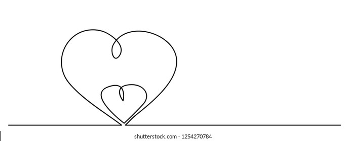 continuous line drawing of Valentine card heart sweet love simple happiness vector illustration