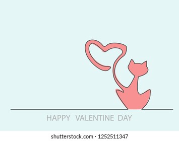 Continuous line drawing of Valentine's Day card Sweet Valentine's Day card vector illustration