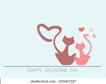 Continuous line drawing of Valentine's Day card Sweet Valentine's Day card vector illustration