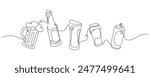 continuous line drawing of variety beer celebration decoration vector illustration