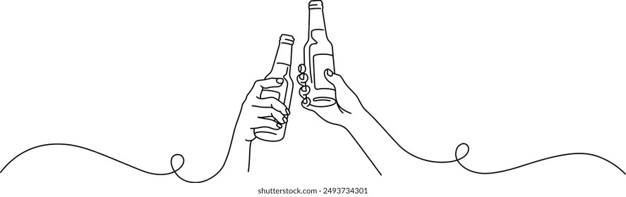 continuous line drawing of variety beer celebration decoration vector