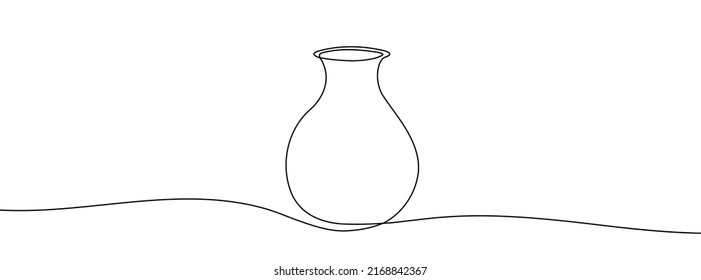 Continuous line drawing of vase. One line drawing background. Vector illustration. Linear drawing of a vase