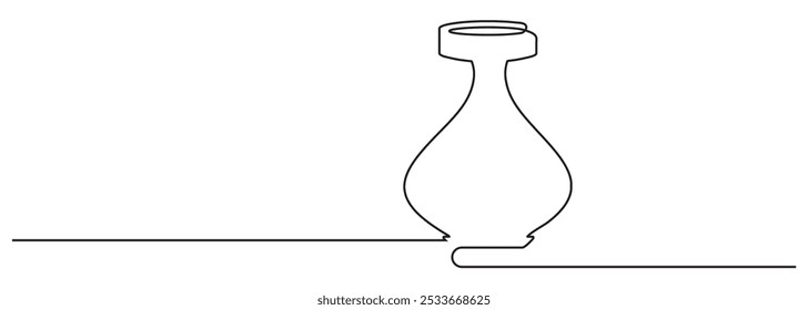 Continuous line drawing of vase. One line drawing background. Vector illustration. Linear drawing of a vase.