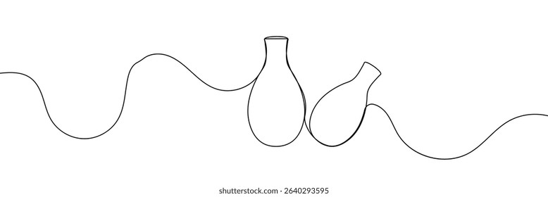 Continuous line drawing of vase. One line drawing background. Vector illustration. Linear drawing of a vase