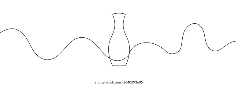 Continuous line drawing of vase. One line drawing background. Vector illustration. Linear drawing of a vase