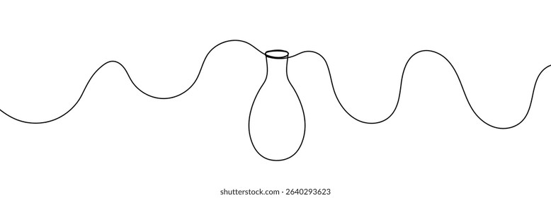 Continuous line drawing of vase. One line drawing background. Vector illustration. Linear drawing of a vase