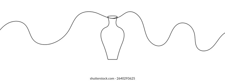 Continuous line drawing of vase. One line drawing background. Vector illustration. Linear drawing of a vase