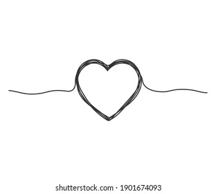 Continuous Line Drawing Vector Illustration Of A Tangled Heart.