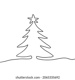 Continuous line drawing vector illustration of a Christmas tree. Christmas concept. New Year holiday. postcard design.