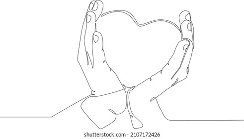 Continuous line drawing vector illustration of a hands that make up the heart for valentine day. Vector illustration. Wallpaper, flyers, invitation, posters, brochure, banners. Valentine.