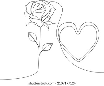 Continuous line drawing vector illustration of a gift that contains flowers and an expression of love valentine day. Vector illustration. Wallpaper, flyers, invitation, posters, brochure, banners.